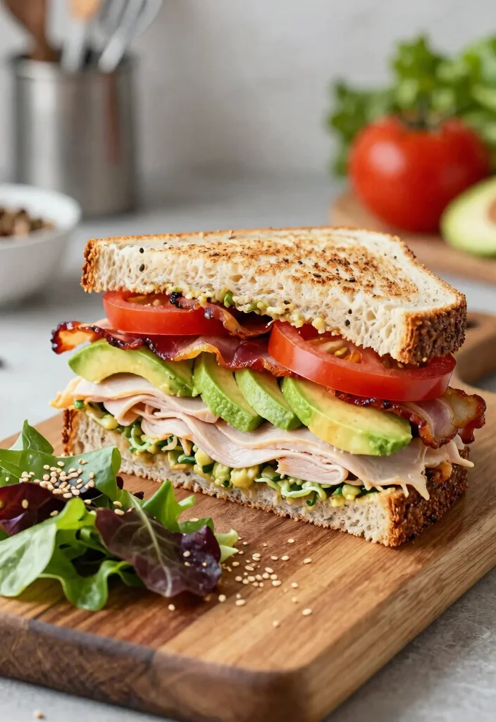 10 Dinner Sandwich Recipes for Quick Satisfying Meals - 1. Avocado & Turkey Club Sandwich