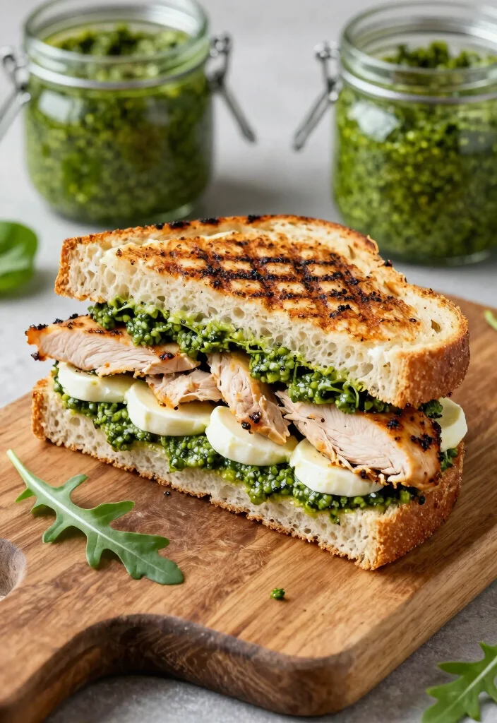 10 Dinner Sandwich Recipes for Quick Satisfying Meals - 3. Grilled Chicken Pesto Sandwich