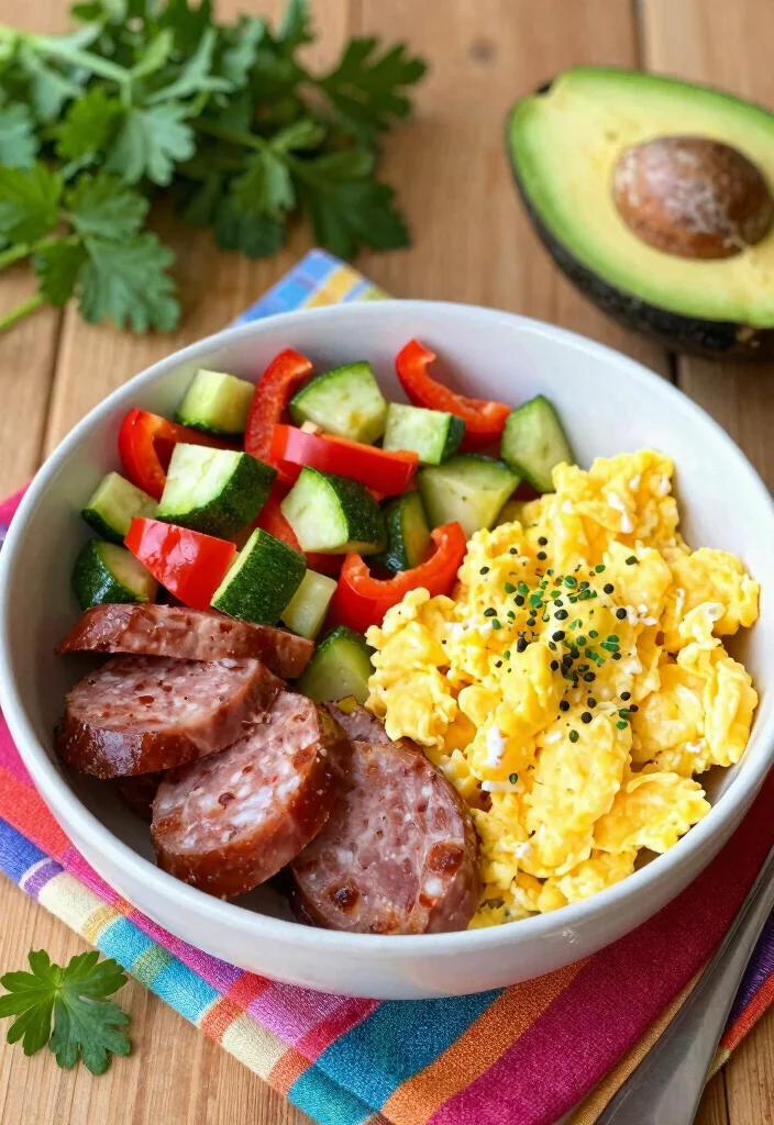 10 Keto Egg Recipes for Simple Protein-Packed Meals - 3. Egg and Sausage Breakfast Bowl