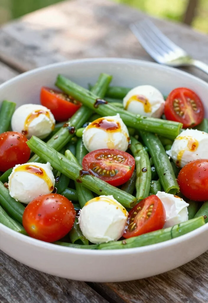 10 Keto Green Bean Recipes for Easy Low-Carb Sides - 6. Green Bean, Tomato, and Mozzarella Salad