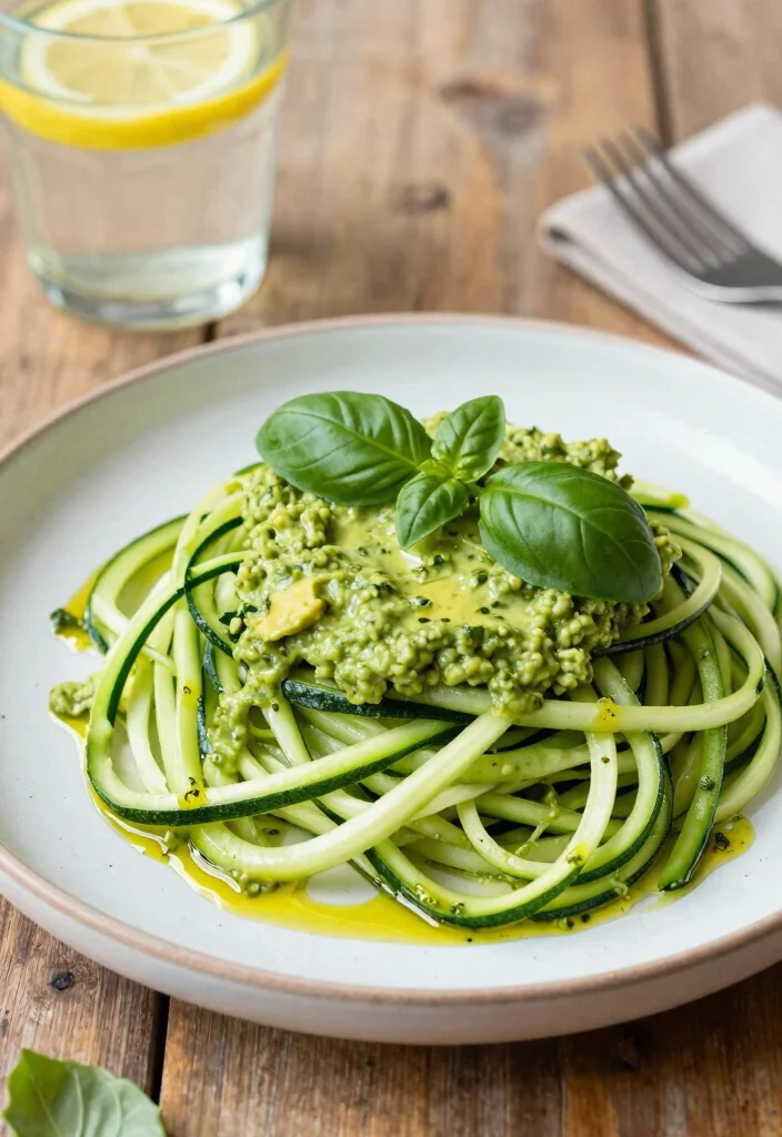 10 Vegan Keto Recipes for Simple Low-Carb Plant Meals - 1. Zucchini Noodles with Avocado Pesto