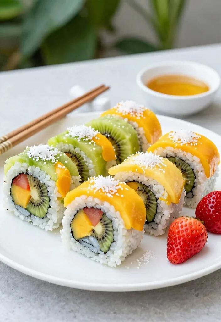 12 Asian Dessert Recipes for Light Sweet Simple Treat Ideas - 10. Fruity Sushi Rolls