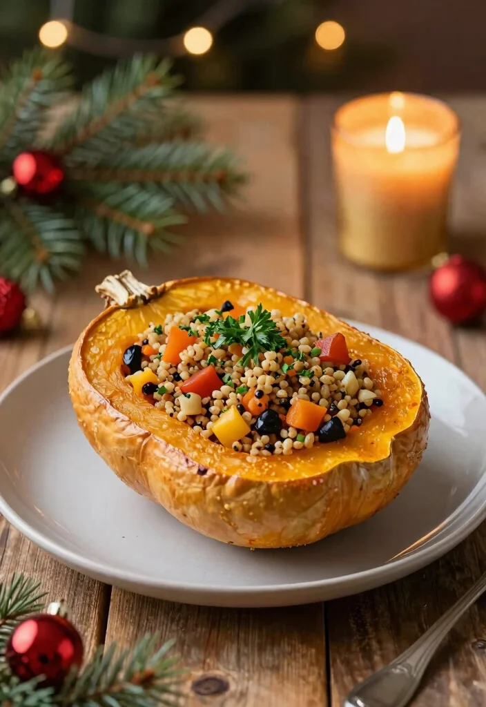 12 Christmas Dinner Recipes for Festive Cozy Holiday Meals - 1. Roasted Vegetable and Quinoa Stuffed Squash