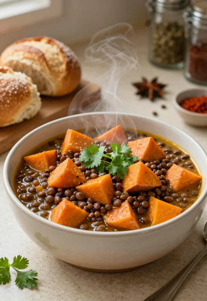 12 Christmas Dinner Recipes for Festive Cozy Holiday Meals - 5. Spiced Lentil and Sweet Potato Stew