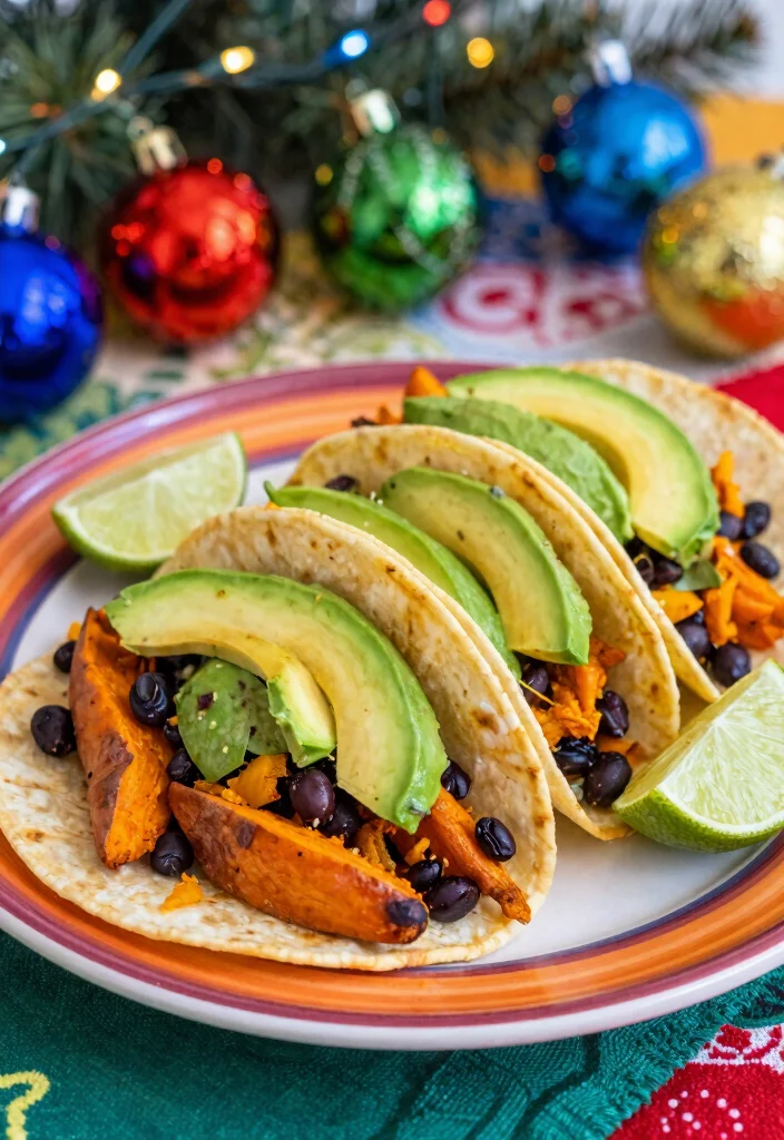 12 Christmas Dinner Recipes for Festive Cozy Holiday Meals - 9. Sweet Potato and Black Bean Tacos