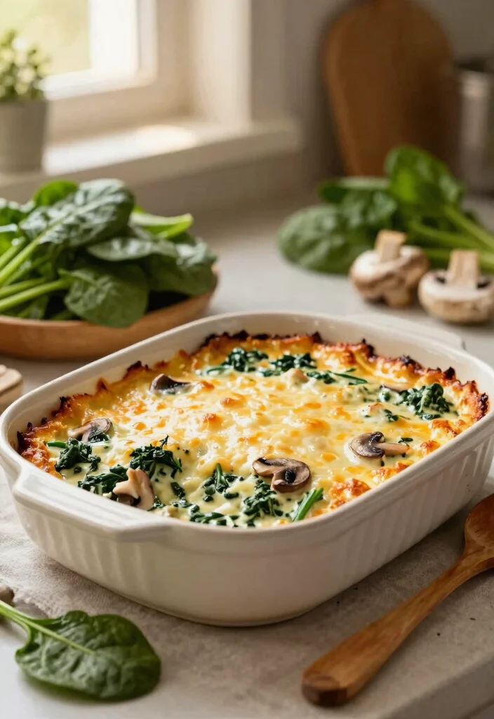 12 Easy Dinner Casserole Recipes for Quick Comforting Meals - 1. Creamy Spinach and Mushroom Casserole