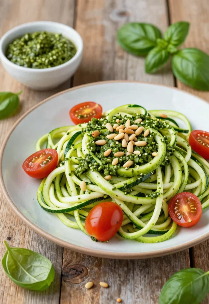 12 Healthy Lunch Recipes for Easy Balanced Midday Meals - 5. Zucchini Noodles with Pesto