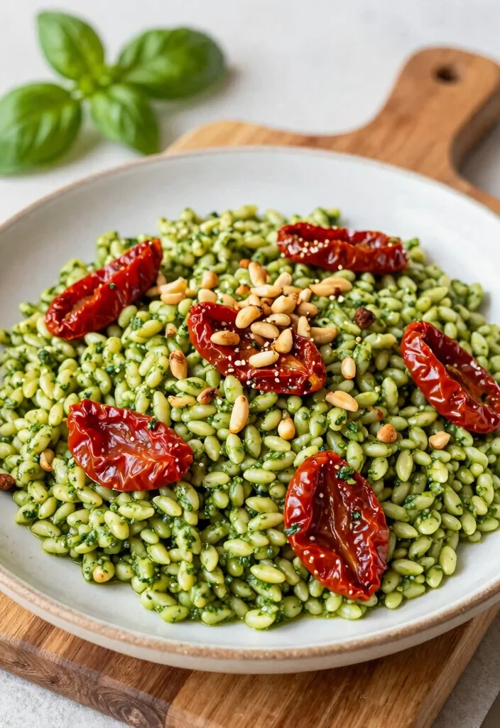 12 Healthy Orzo Recipes for Light Flavor-Packed Meals - 10. Pesto Orzo with Sun-Dried Tomatoes