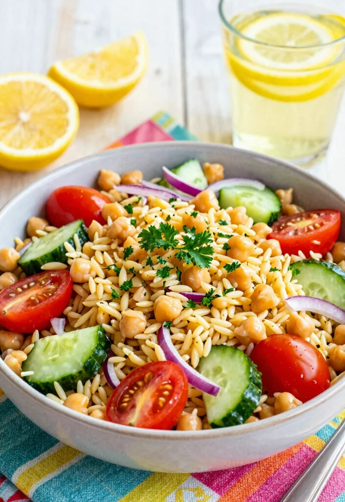 12 Healthy Orzo Recipes for Light Flavor-Packed Meals - 4. Greek Orzo Salad with Chickpeas