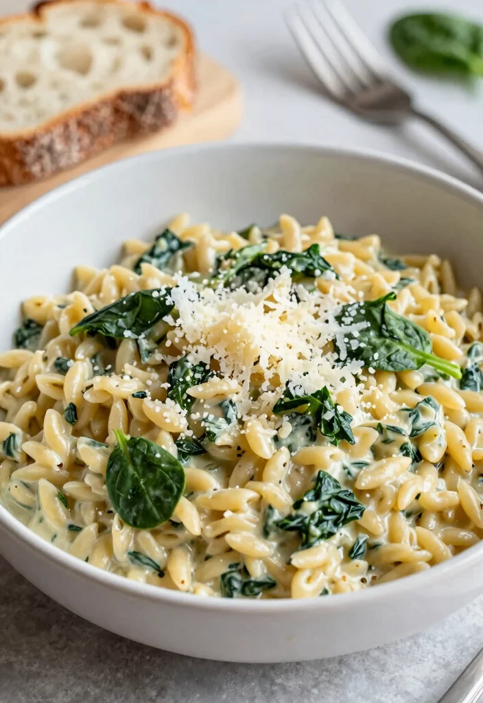 12 Healthy Orzo Recipes for Light Flavor-Packed Meals - 9. Creamy Spinach and Artichoke Orzo