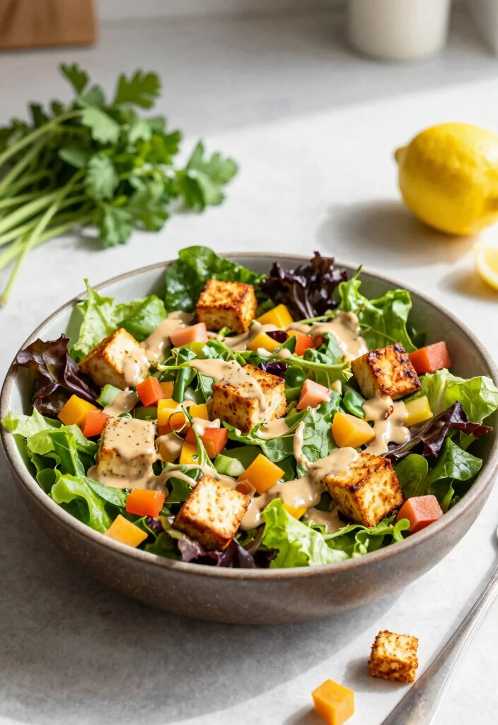 12 Healthy Tofu Recipes for Easy High-Protein Meals - 9. Tofu Salad with Tahini Dressing