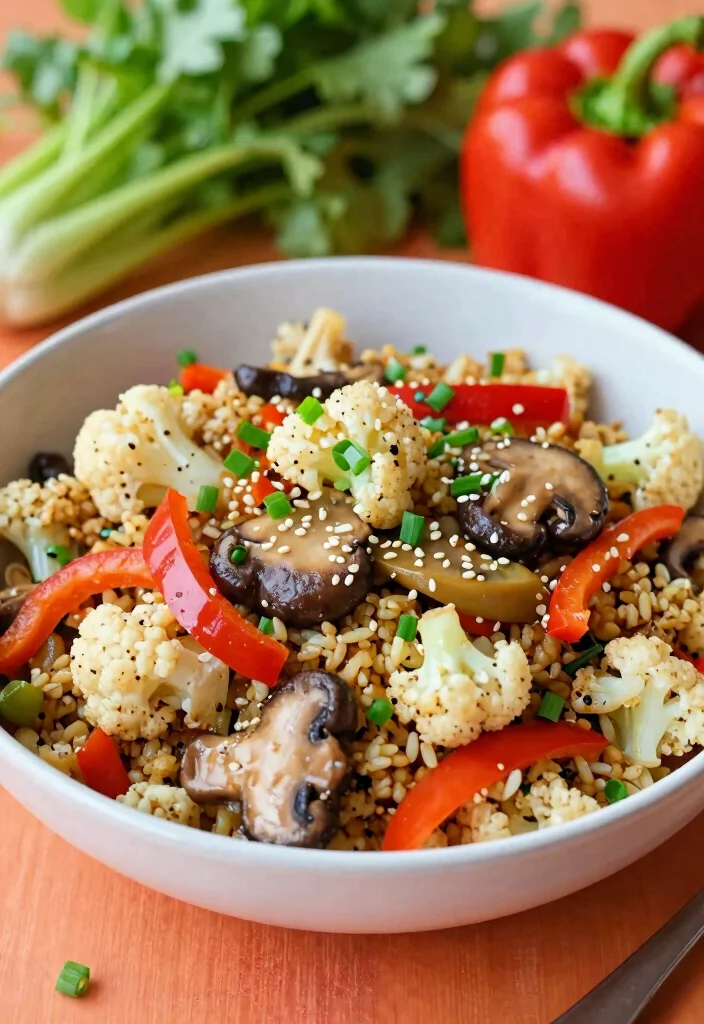 12 Keto Mushroom Recipes for Simple Savory Low-Carb Meals - 3. Mushroom Cauliflower Rice Stir-Fry