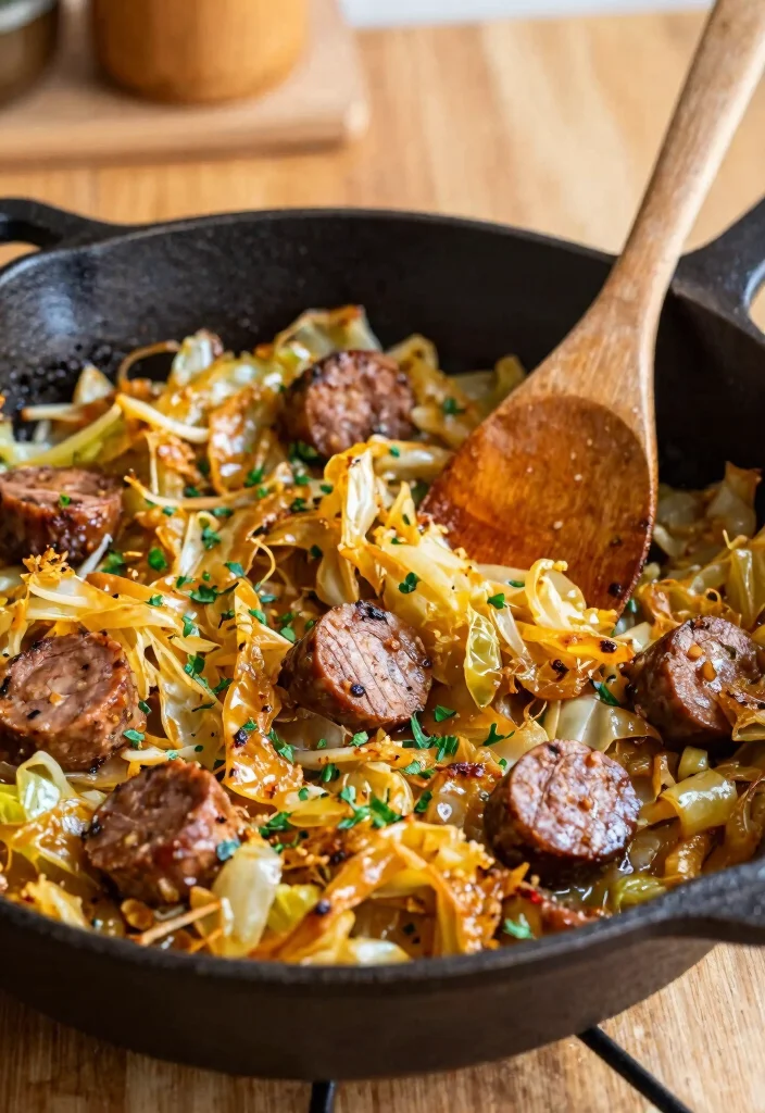 12 Keto Side Dish Recipes for Easy Low-Carb Meal Pairings - 11. Cabbage and Sausage Skillet