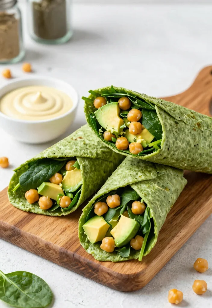 12 Low-Calorie Vegan Recipes for Light Fresh Everyday Meals - 2. Spinach and Chickpea Wraps