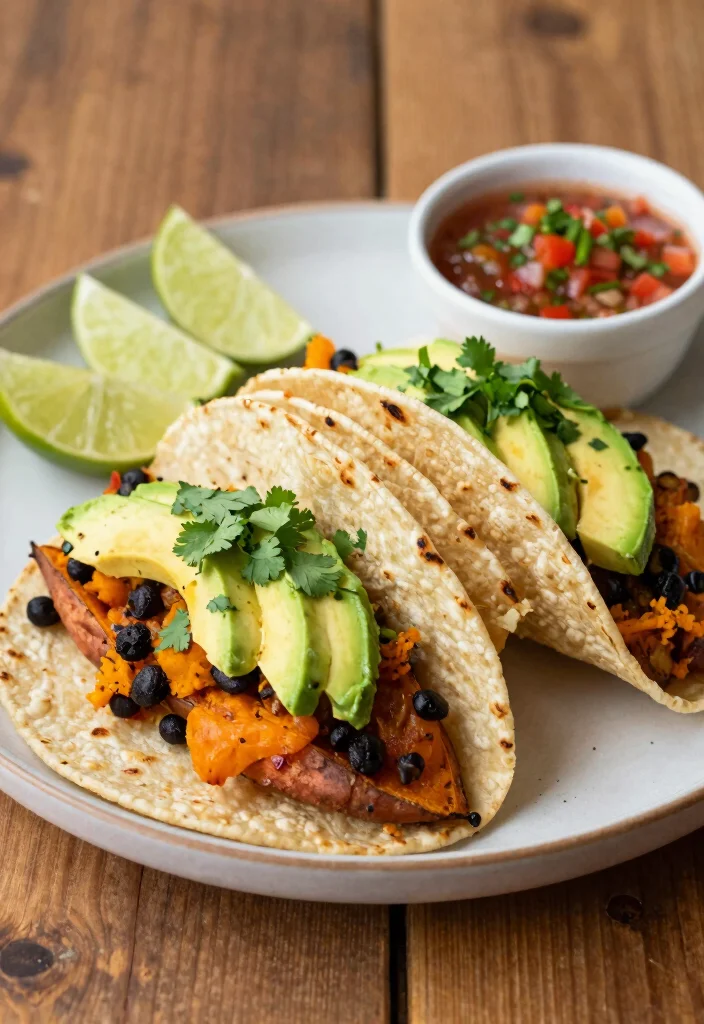 12 Low-Calorie Vegan Recipes for Light Fresh Everyday Meals - 7. Sweet Potato and Black Bean Tacos