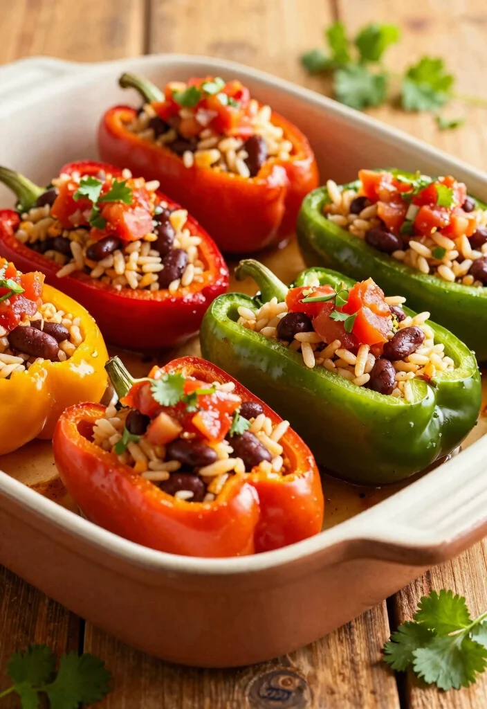 12 One-Pot Vegan Recipes for Easy Minimal-Cleanup Dinners - 10. Stuffed Peppers with Rice and Beans