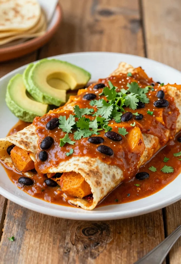 12 One-Pot Vegan Recipes for Easy Minimal-Cleanup Dinners - 7. Sweet Potato and Black Bean Enchiladas