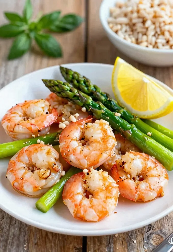 12 Spring Dinner Recipes with Fresh Light Seasonal Flavor - 11. Garlic Shrimp with Lemon and Asparagus