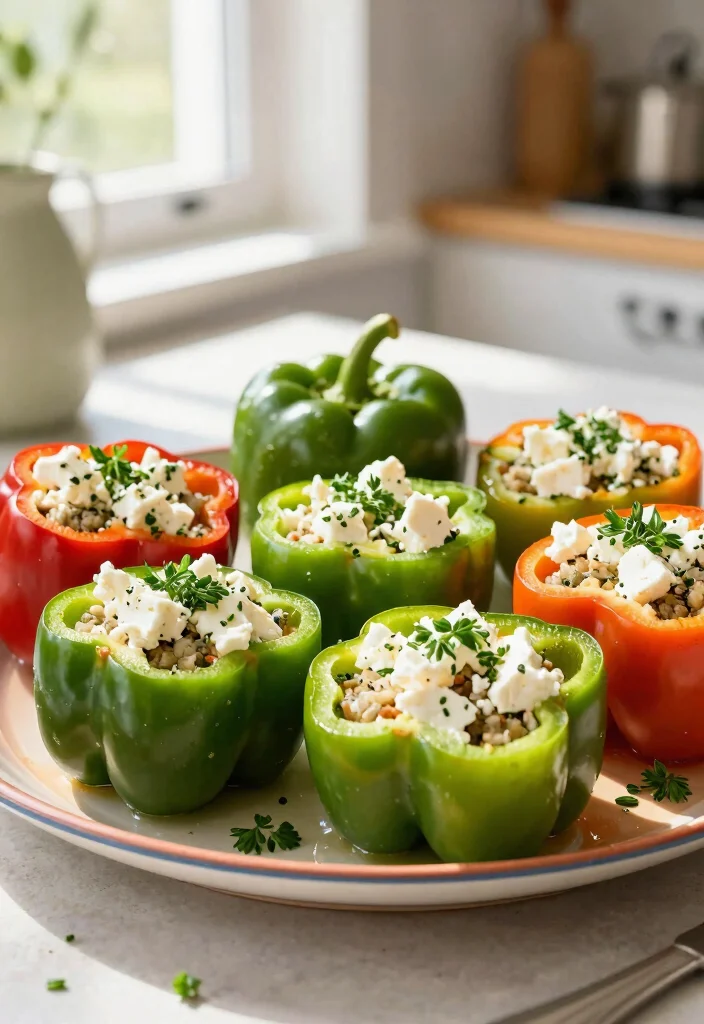 12 Spring Dinner Recipes with Fresh Light Seasonal Flavor - 5. Spinach and Feta Stuffed Peppers