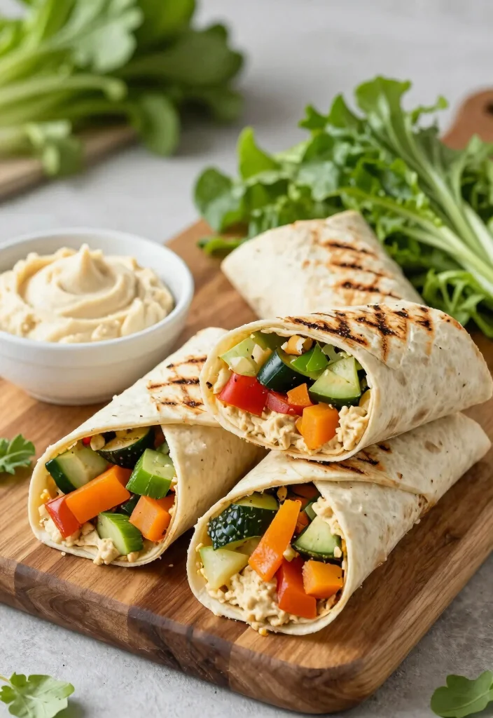 12 Spring Dinner Recipes with Fresh Light Seasonal Flavor - 7. Grilled Vegetable and Hummus Wraps