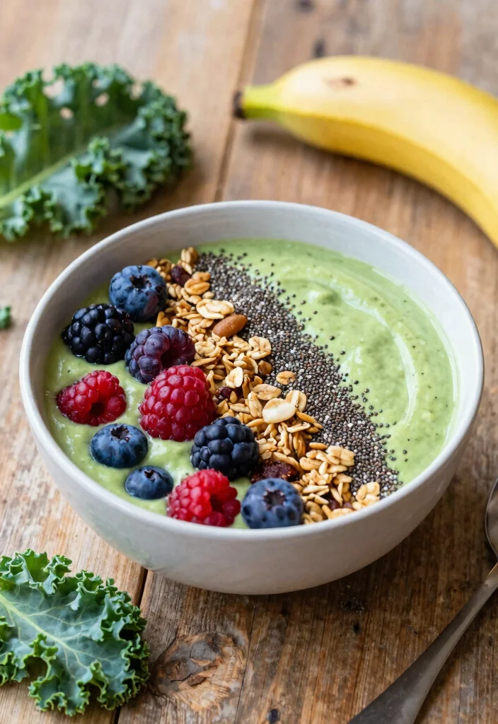 12 Vegan Kale Recipes for Fresh Nutrient-Rich Meals - 1. Energizing Kale Smoothie Bowl
