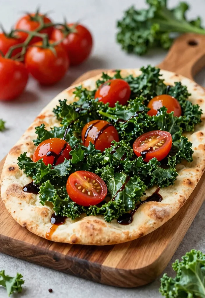 12 Vegan Kale Recipes for Fresh Nutrient-Rich Meals - 11. Kale and Tomato Flatbread