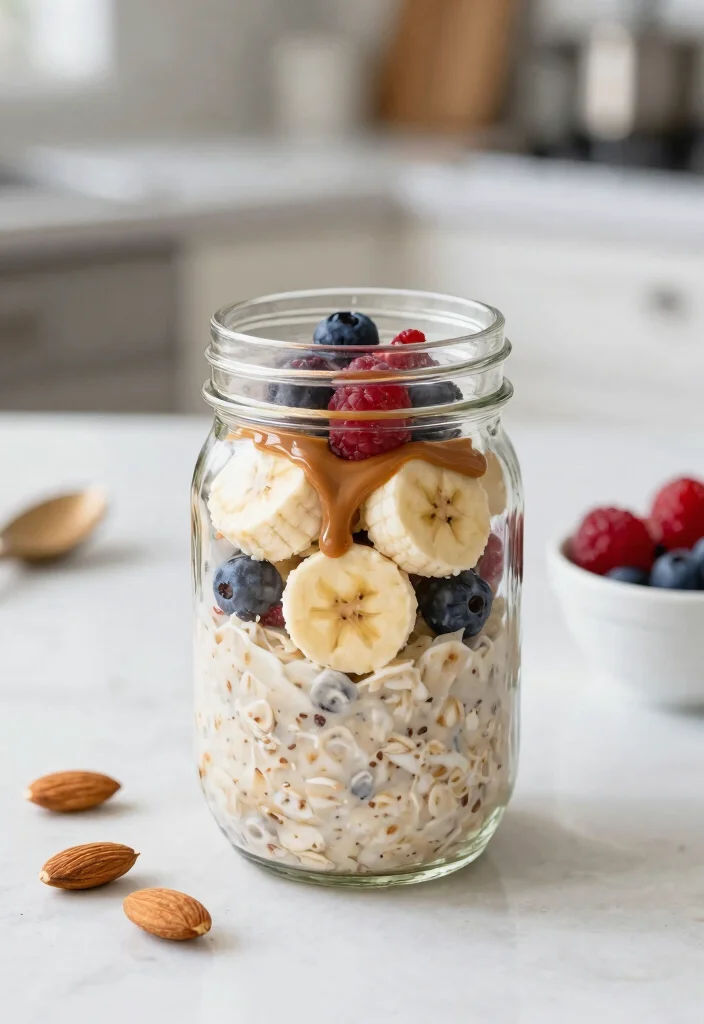 12 Vegan Oatmeal Recipes for Easy Healthy Breakfast Ideas - 10. Overnight Oats with Almond Butter