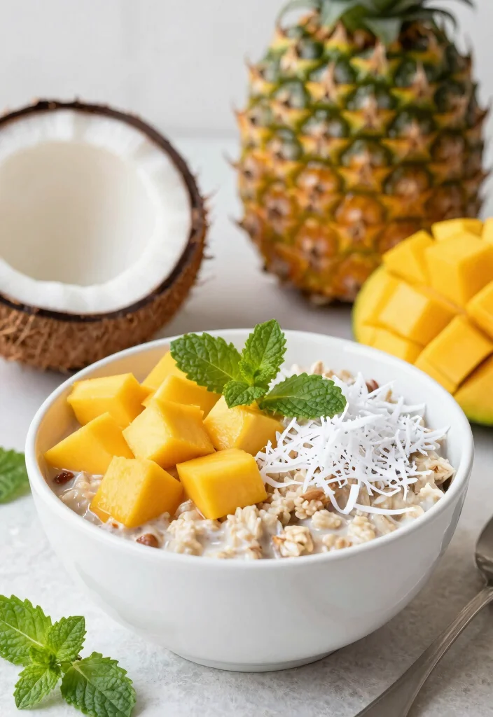 12 Vegan Oatmeal Recipes for Easy Healthy Breakfast Ideas - 3. Tropical Coconut Oatmeal