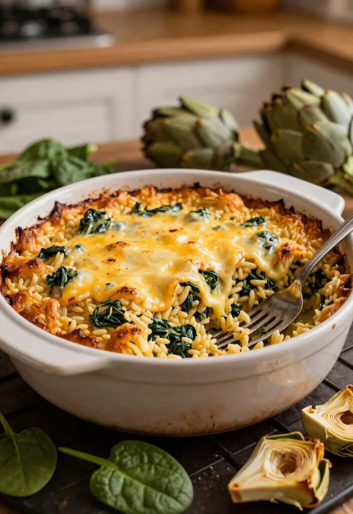 12 Vegan Orzo Recipes for Easy Fresh Plant-Based Meals - 2. Spinach and Artichoke Orzo Bake