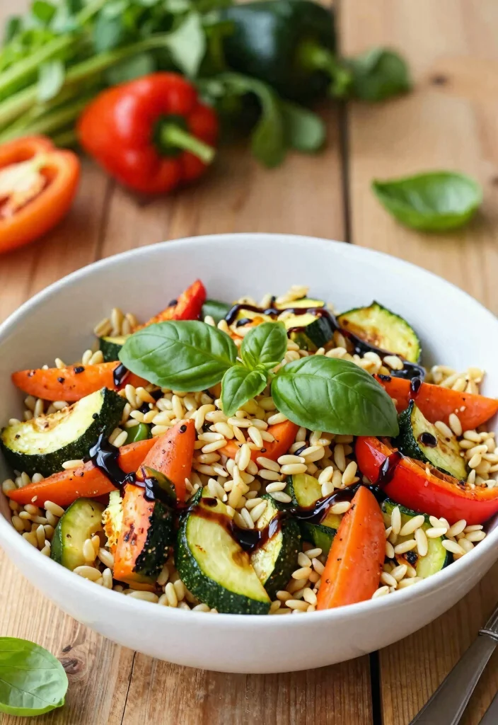 12 Vegan Orzo Recipes for Easy Fresh Plant-Based Meals - 3. Roasted Vegetable Orzo Bowl