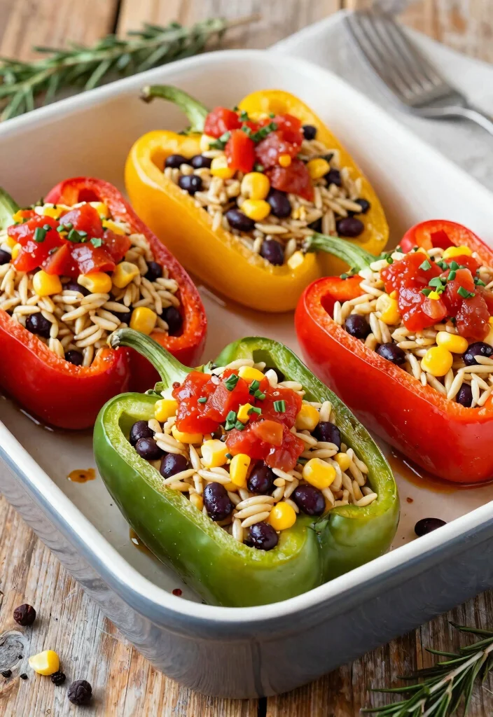 12 Vegan Orzo Recipes for Easy Fresh Plant-Based Meals - 5. Orzo Stuffed Peppers