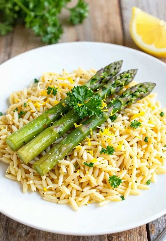 12 Vegan Orzo Recipes for Easy Fresh Plant-Based Meals - 6. Lemon Garlic Orzo with Asparagus