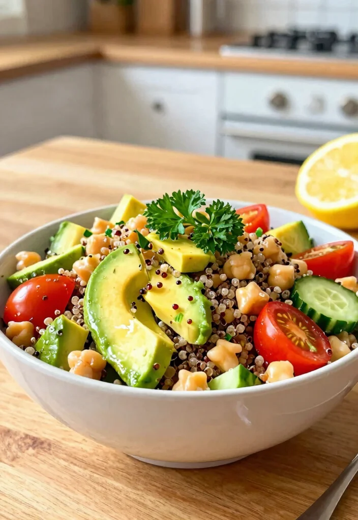 14 Clean Eating Recipes for Simple Fresh Healthy Meals - 1. Quinoa Salad with Chickpeas and Avocado